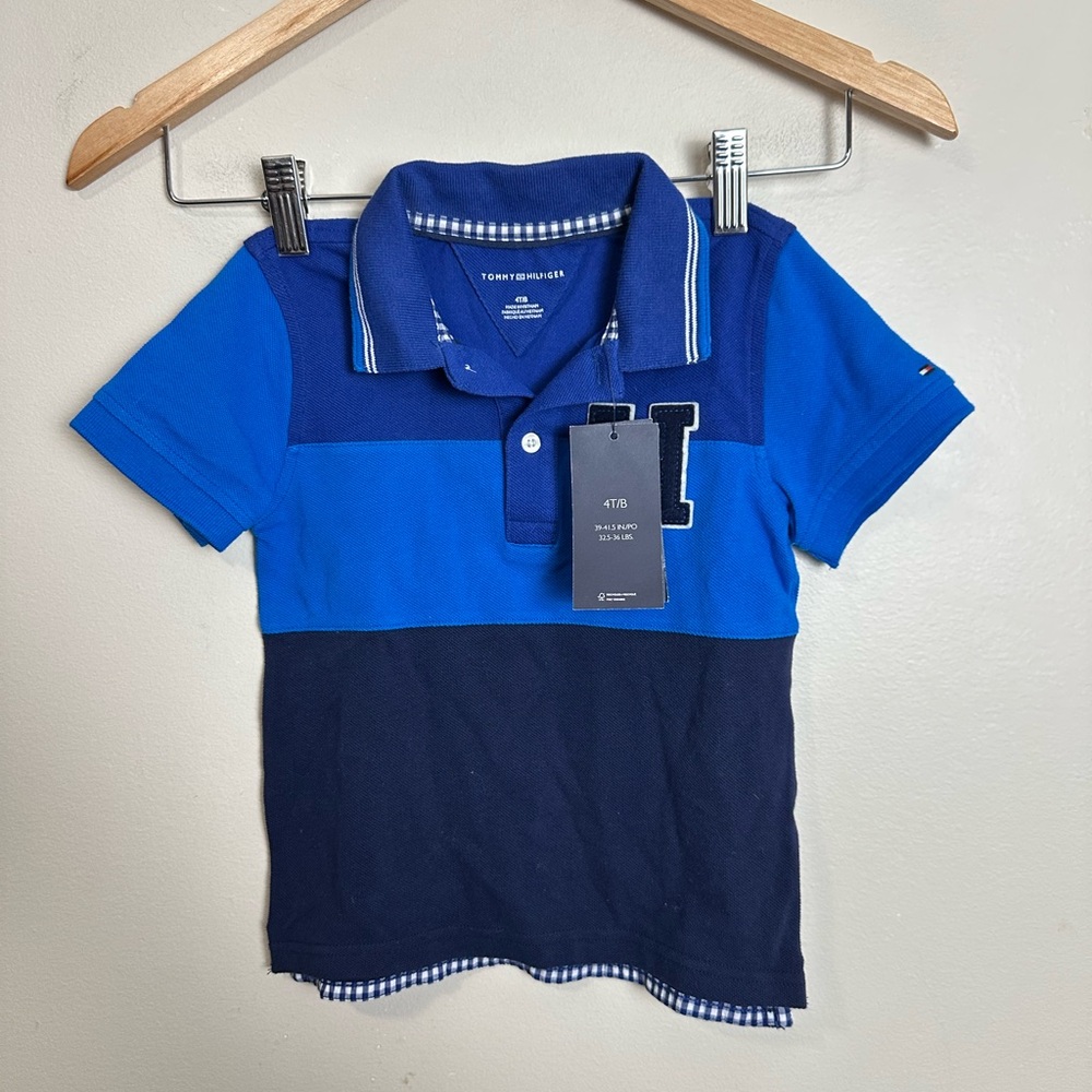 Tommy Hilfiger Size 4T Kids Two-Tone Blue Polo Shirt